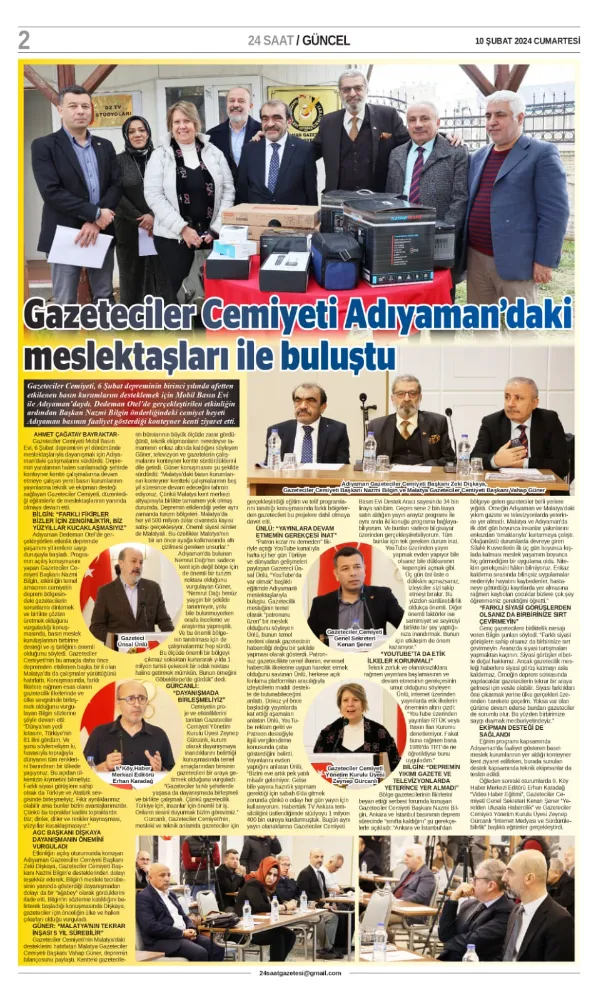 GAZETECİLER CEMİYETİ ADIYAMAN’DAKİ MESLEKTAŞLARIYLA BİR ARAYA GELDİ