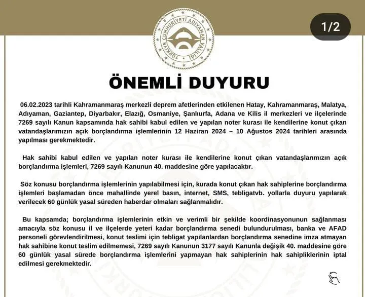 Kamuoyuna Önemle Duyurulur…